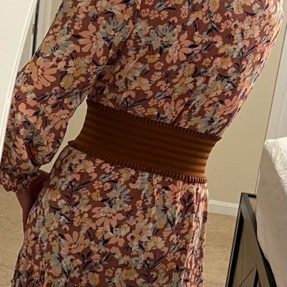 Ultra Wide Brown corset elastic boho stretch waist ruffle statement dress Belt - Picture 6 of 11